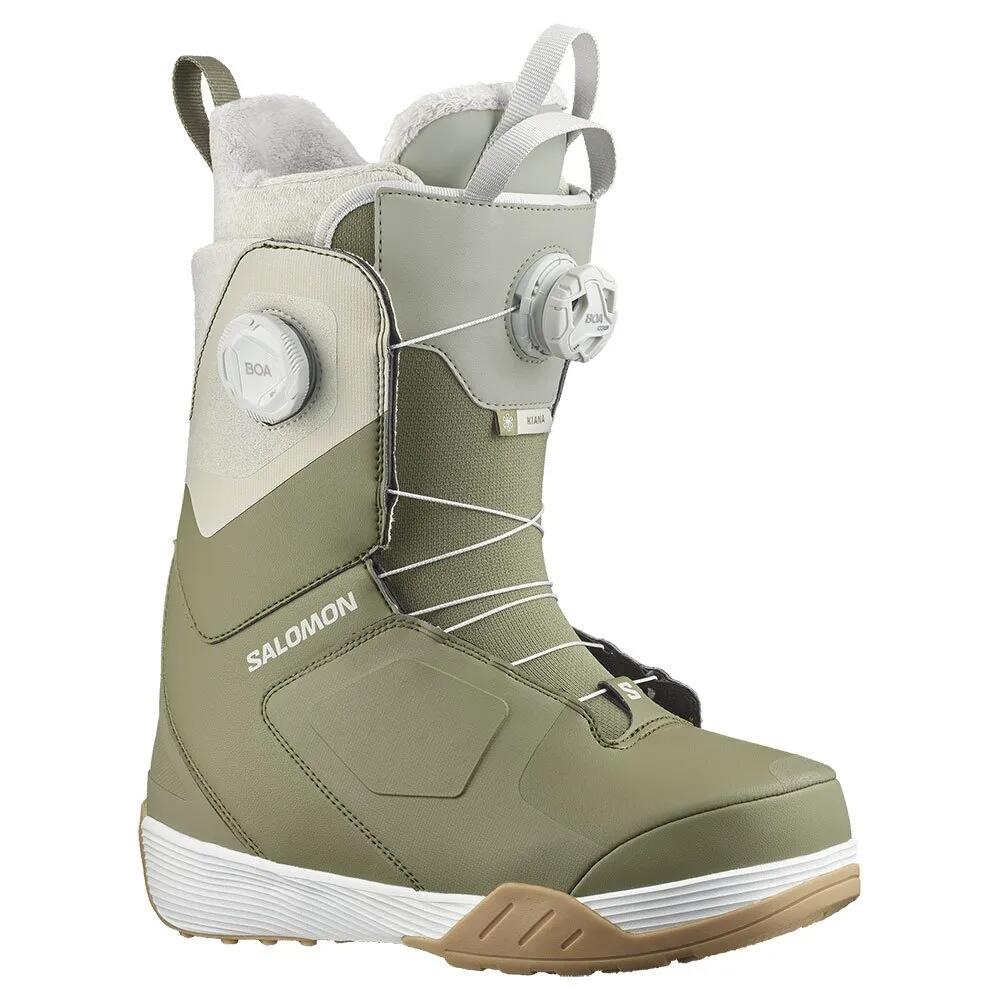 サロモン キアナ デュアル ボア 成人女性錫 スノーボード ブーツ （ DeepLichenGreen/MineralGrey/White ） | SALOMON Kiana Dual BOA woman Snowboard Boots [t]