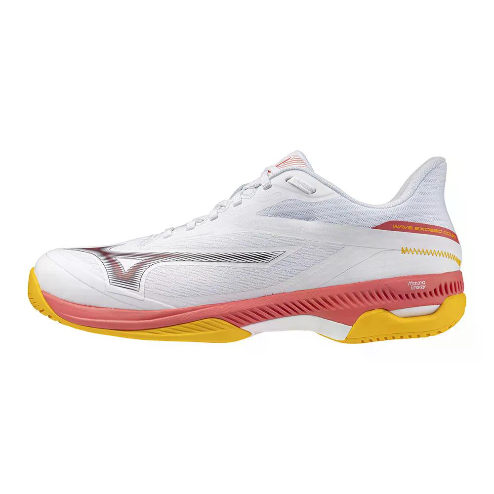 ミズノ 縮くれる エクシード 厚地の外套 AC オール厚地の外套 庭球シューズ （ White/CalypsoCoral/Citrus ） | MIZUNO Wave Exceed Court AC All Court Tennis Shoes  [t]