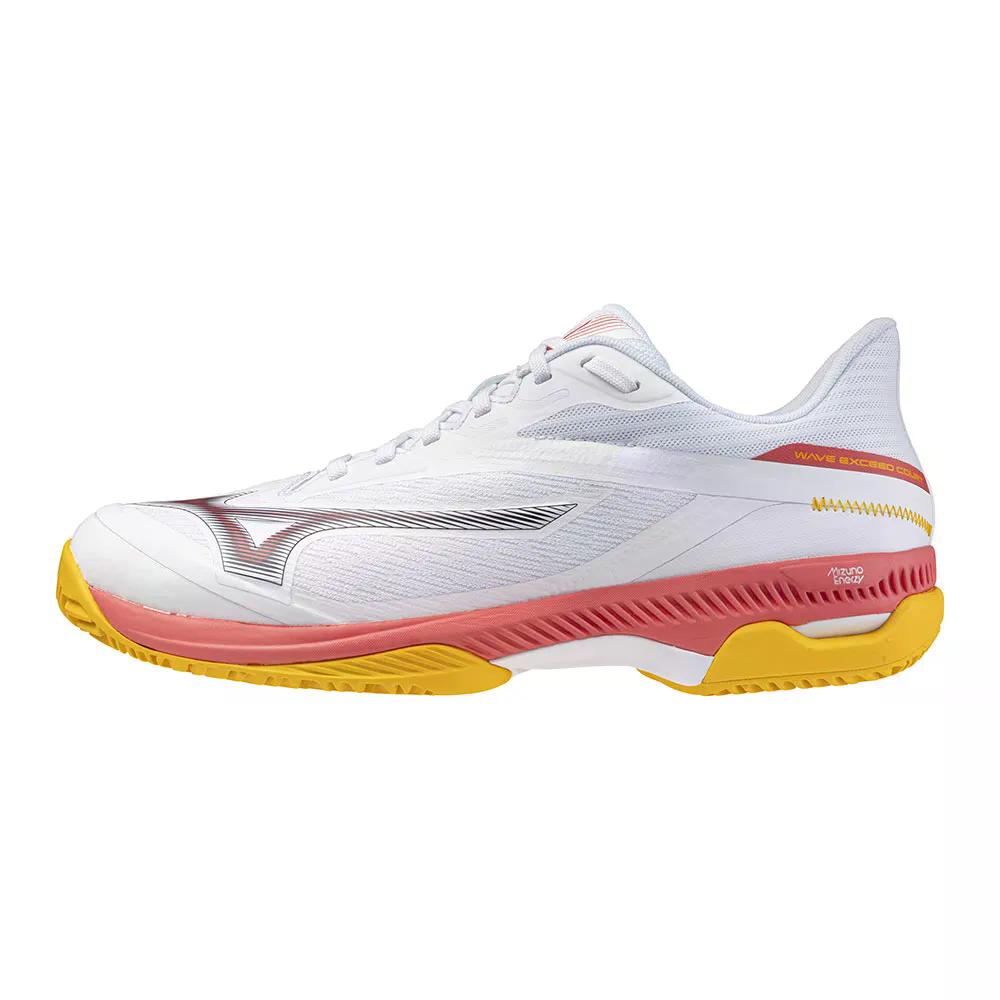 ミズノ 縮くれる エクシード 厚地の外套 CC 粘土厚地の外套 庭球シューズ （ White/CalypsoCoral/Citrus ） | MIZUNO Wave Exceed Court CC Clay Court Tennis Shoes  [t]