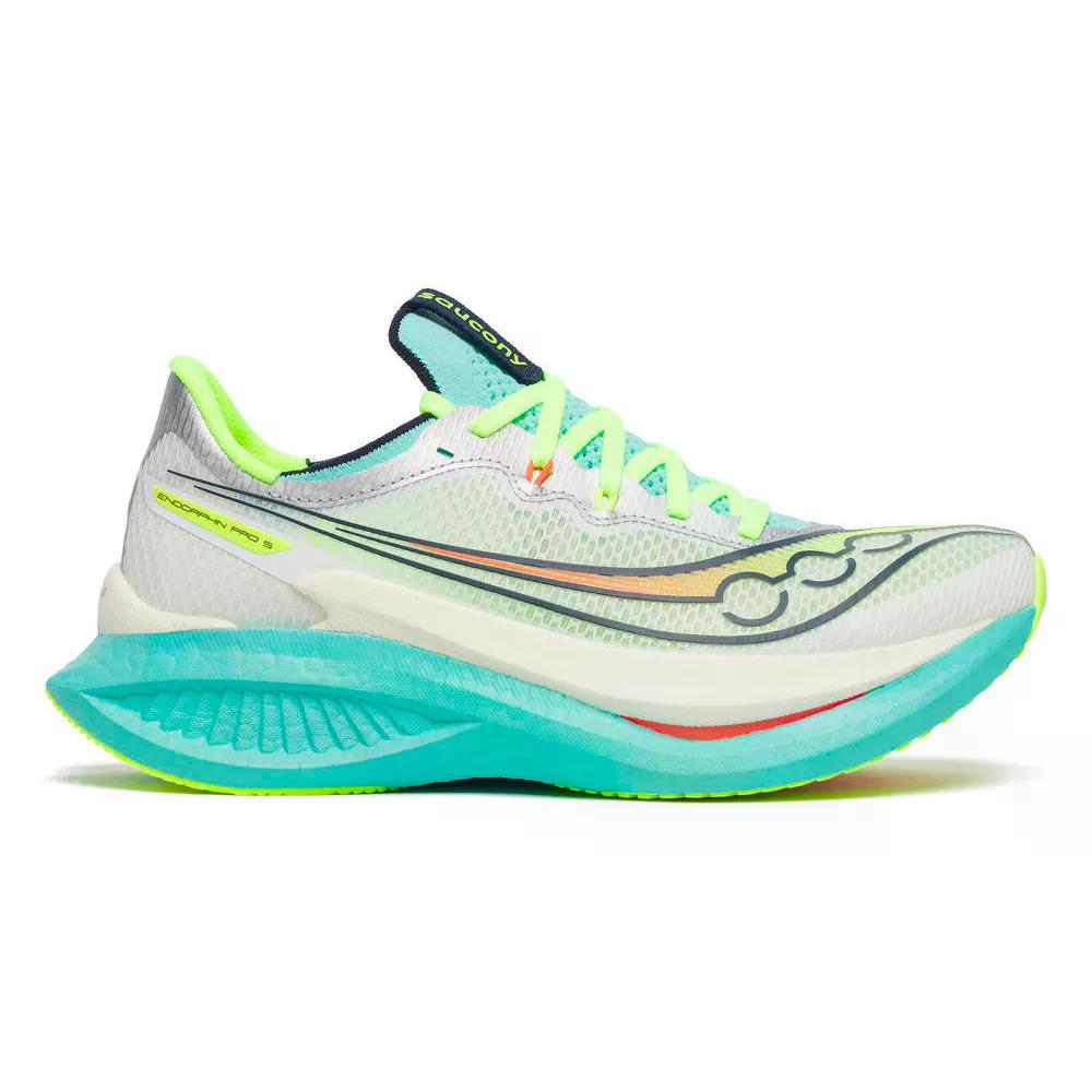 サッカニー エン海豚 労働者階級 5 駈けっくらシューズ レディース （ White/Splash ） | SAUCONY Endorphin Pro 5 Running Shoes Women  [t]
