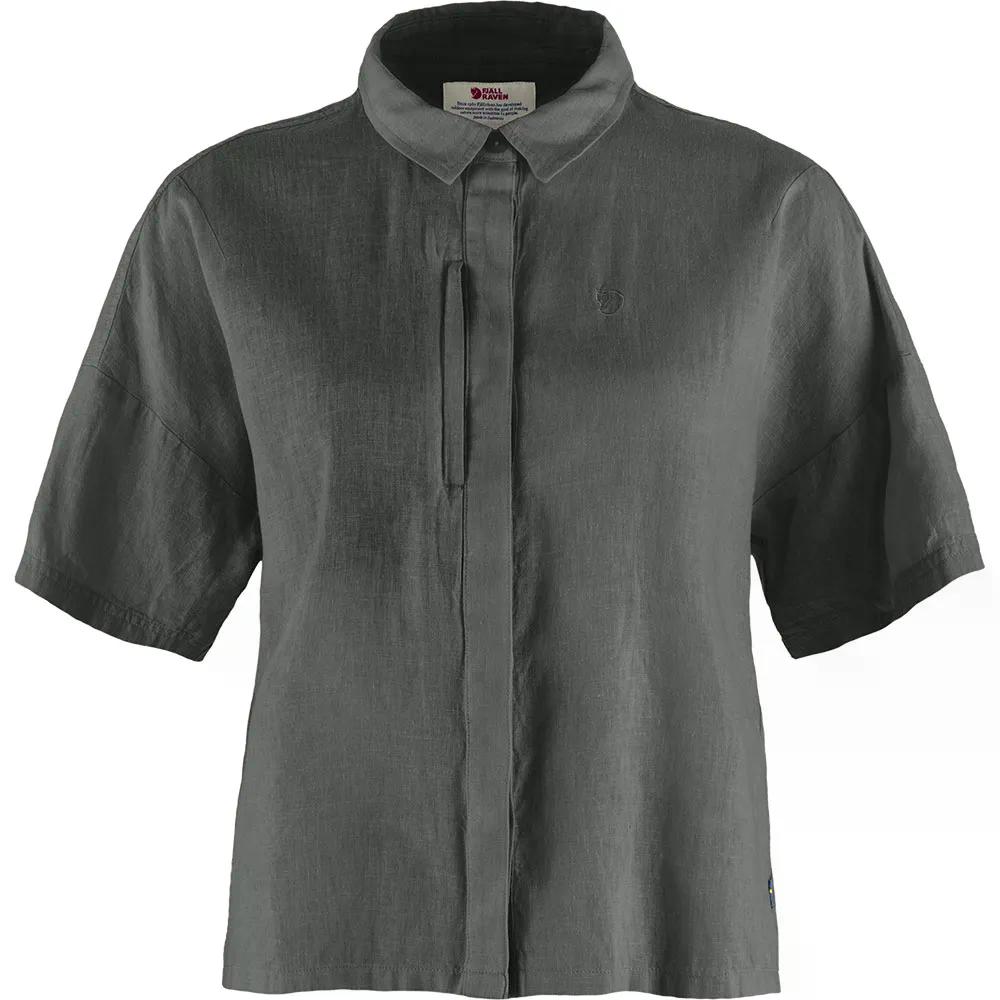 フェールラーベン オービック ヘンプ 難民キャンプ 遊撃手捩り プルオーバー 成人女性 （ DarkGrey ） | Fjallraven Ovik Hemp Camp Short Sleeve Shirt woman  [t]
