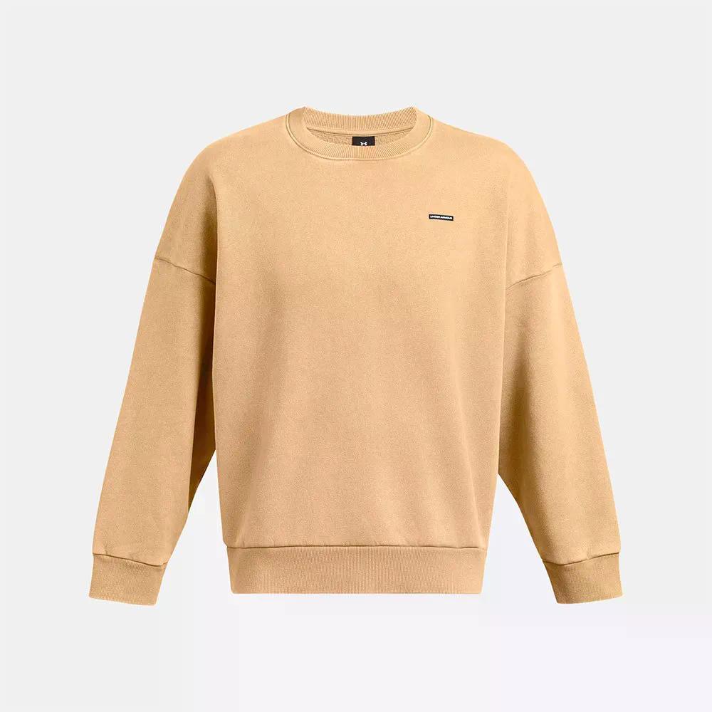 アンダーアーマー アイコン ヘビーウェイト フリース ウォッシュ オーバーサイズド トレーナー （ Camel/White ） | UNDER ARMOUR Icon Heavyweight Fleece Wash Oversized sweatshirt  [t]