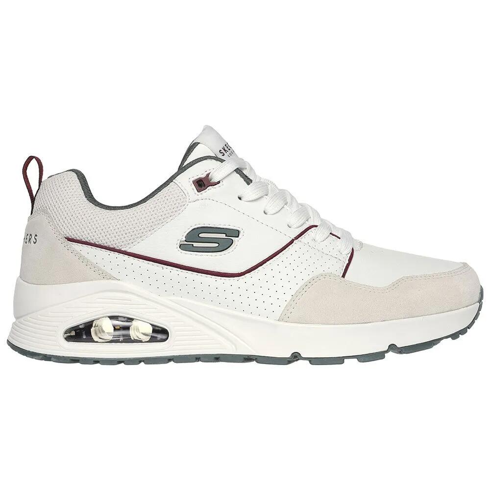 スケッチャーズ ウノ スニーカー （ White Leather / Suede / Green Mesh / Burg Trim ） | SKECHERS Uno trainers [t]