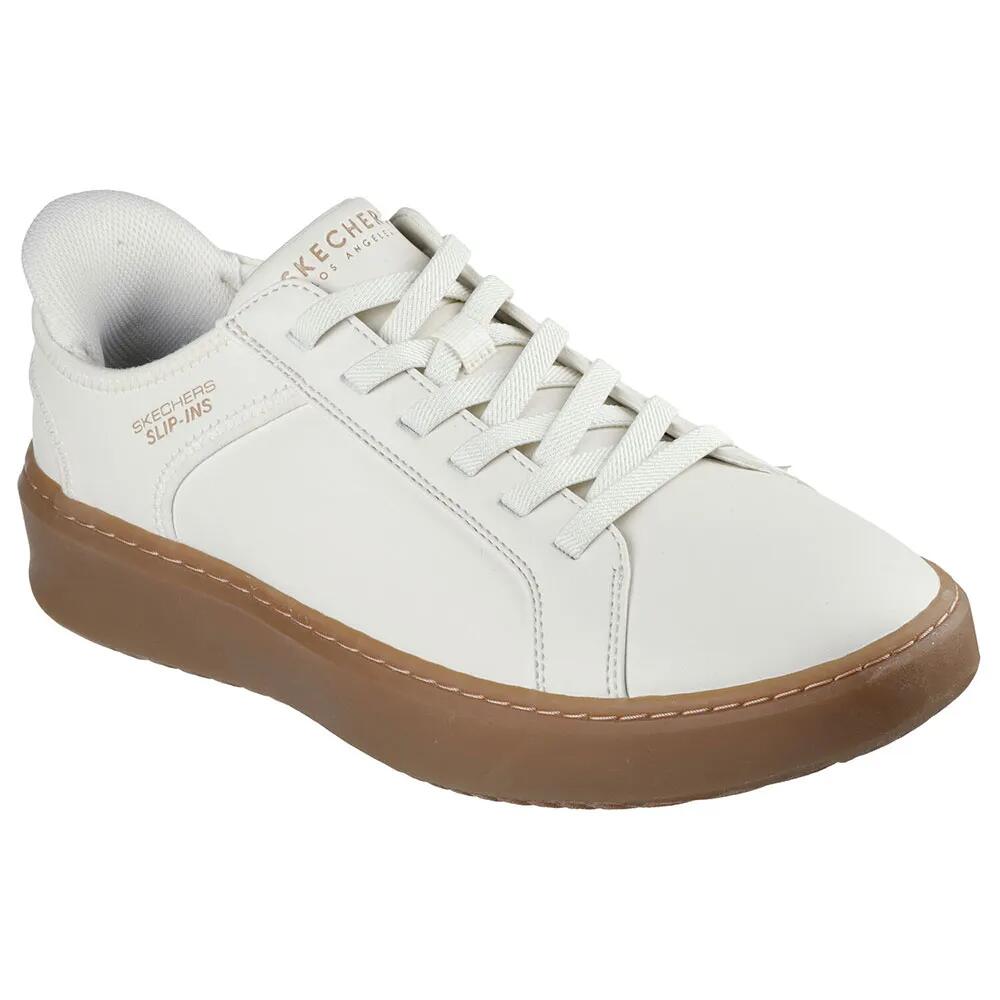 スケッチャーズ 厚地の外套 ひと休み スニーカー （ Tofu White Duraleather / Gum Midsole Trim ） | SKECHERS Court Break trainers [t]