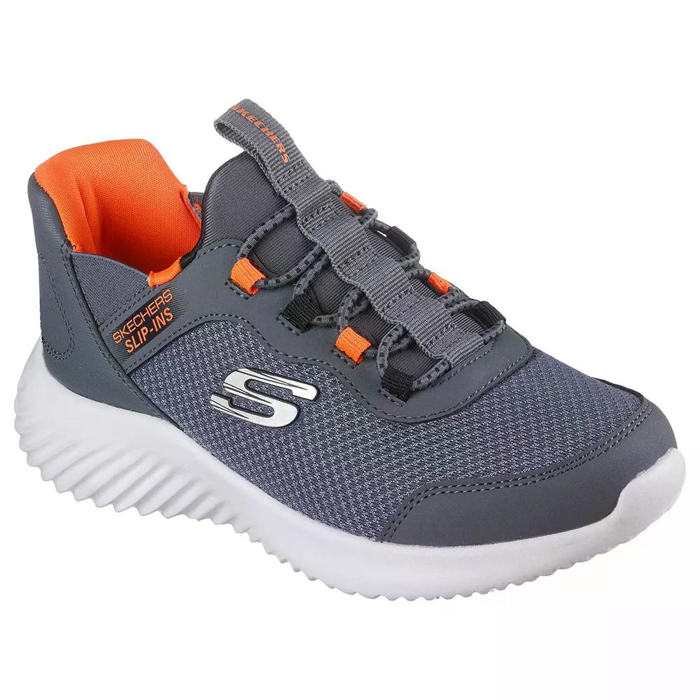 スケッチャーズ バウンダー ブリスク バースト ジュニア スニーカー （ CharcoalBlackSynthetic/Textile/BlackTrim/Orange/BlackTrim ） [t]