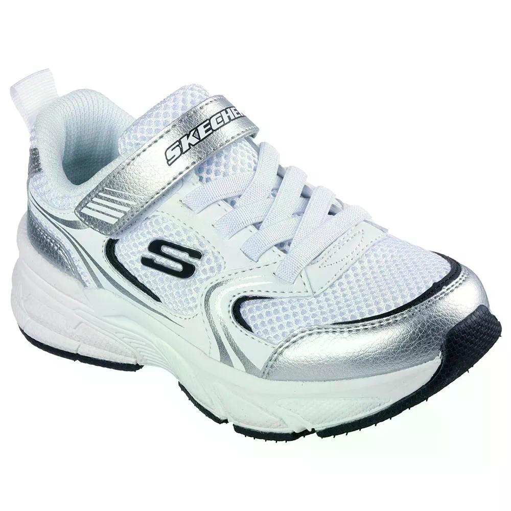 スケッチャーズ レトロ グラフ ジュニア スリッポン スニーカー （ WhitePu/SilverMesh ） | SKECHERS Retro Graph Junior Slip-On Sneakers  [t]