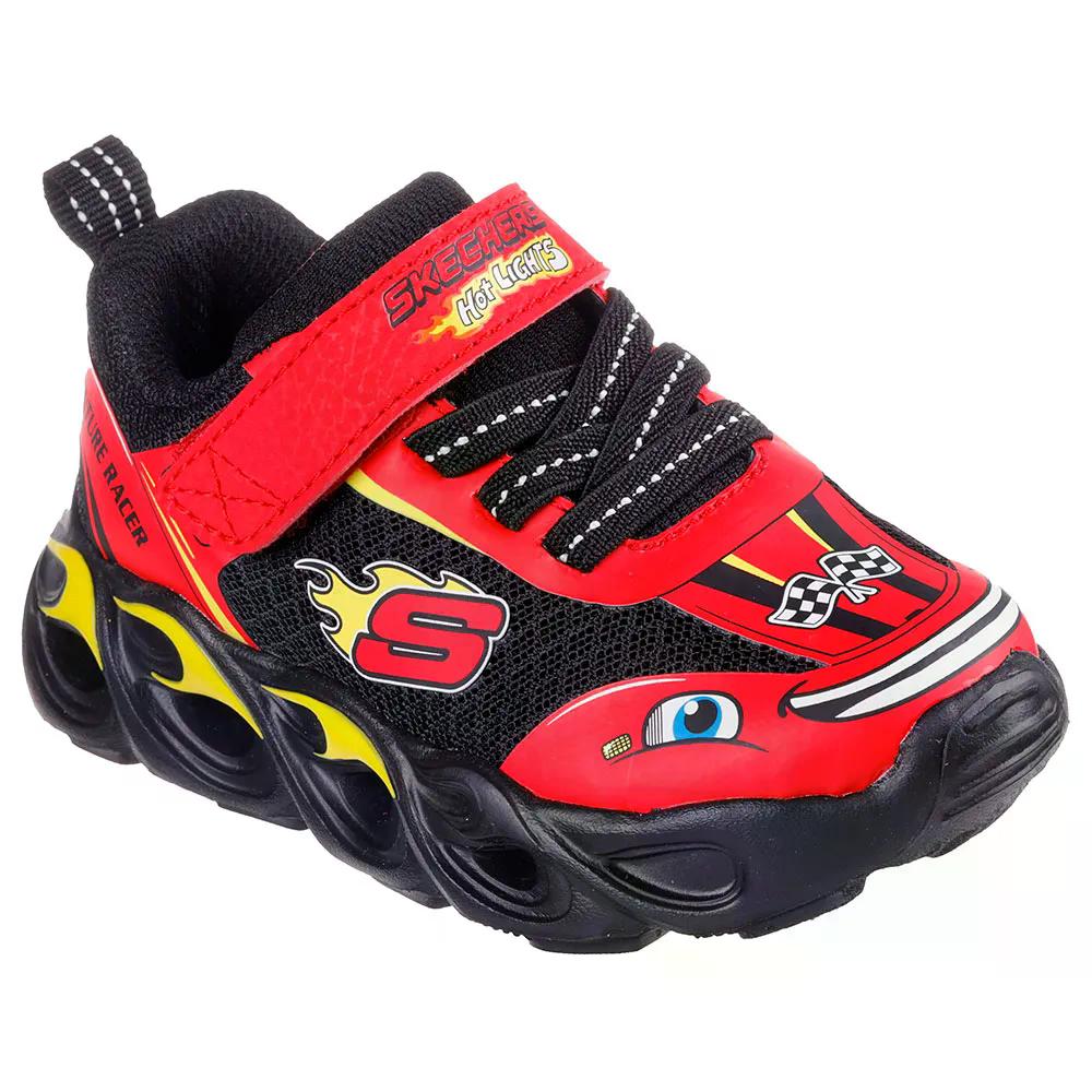 スケッチャーズ サーモ フラッシュ ホイール バディーズ スリッポン ジュニア スニーカー （ RedSynthetic/BlackTextile/BlackTrim ）  [t]