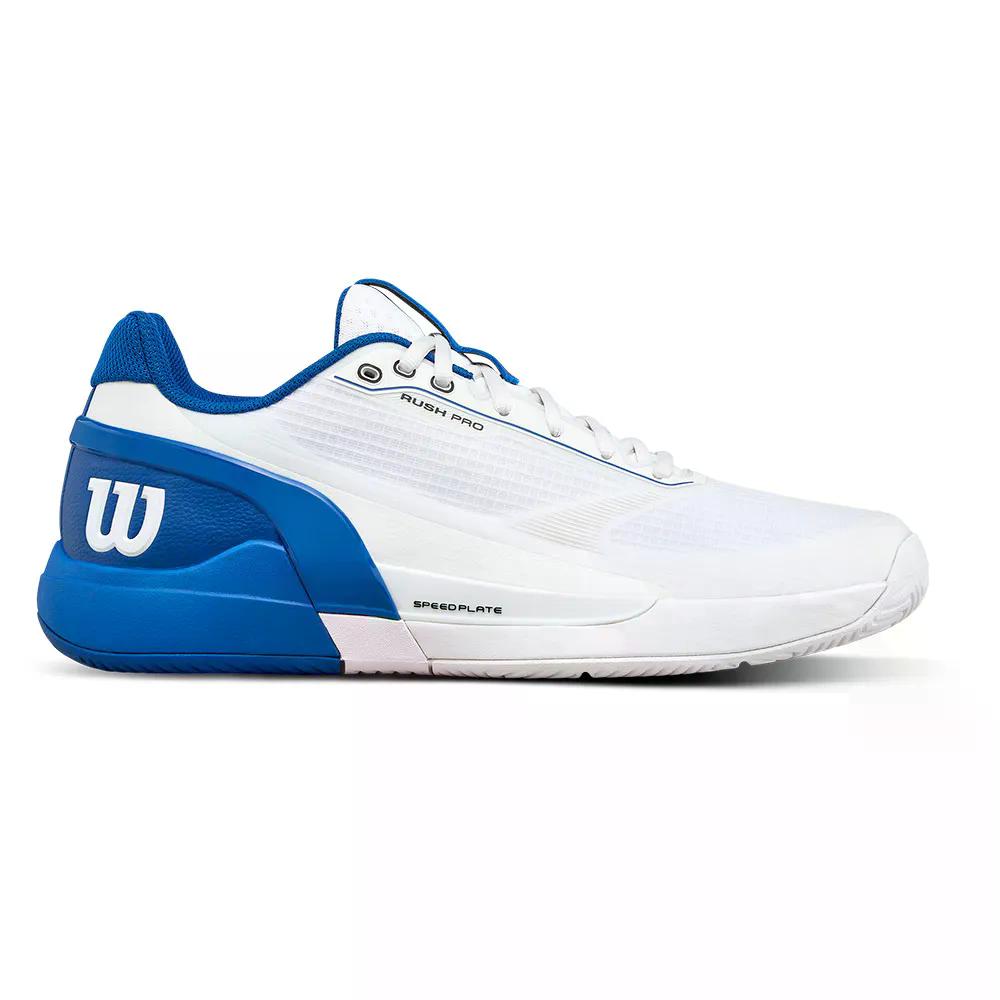 ウィルソン ラッシュ プロ 5 オールコート テニスシューズ （ White/DejaVuBlue/SafetyYellow ） | WILSON Rush Pro 5 All Court Tennis Shoes  [t]