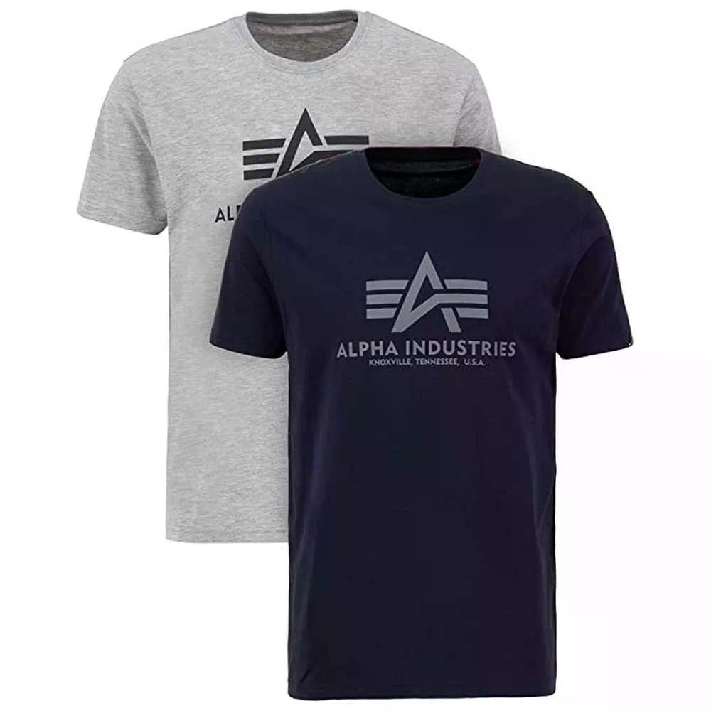ALPHA INDUSTRIES Basic 半袖ティーシャツ 2 社会的単位 （ Greyheat/RepBlue ）  [t]