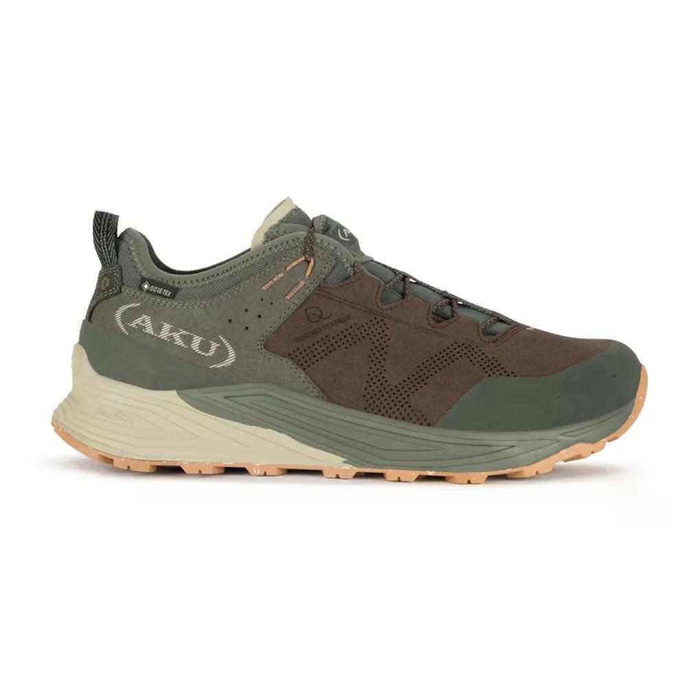 アク オムニア V-ともし火 ゴアテックス 山歩きシューズ （ Brown/Green ） | AKU Omnia V-Light gore-tex hiking shoes  [t]
