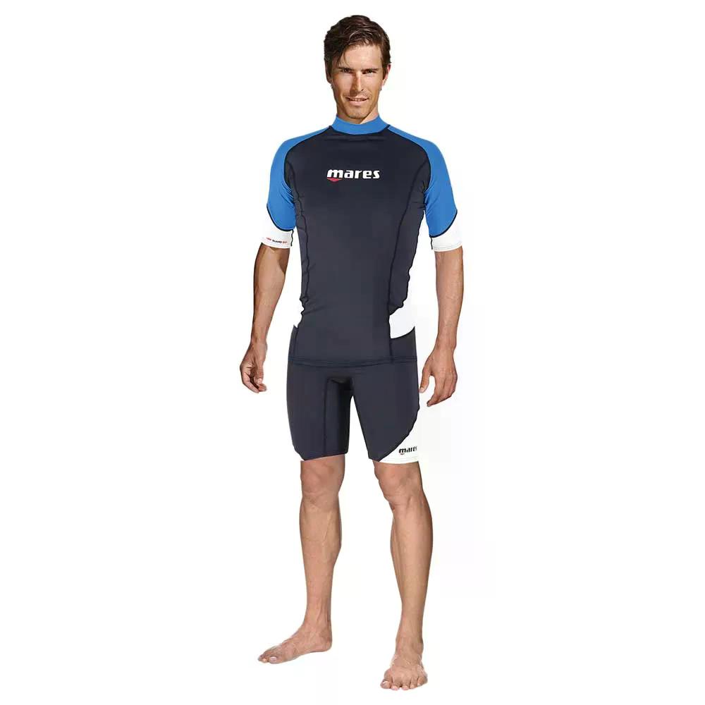 MARES Rash Guard Trilastic 半袖混雑時差し固める （ Black/Blue/White ）  [t]