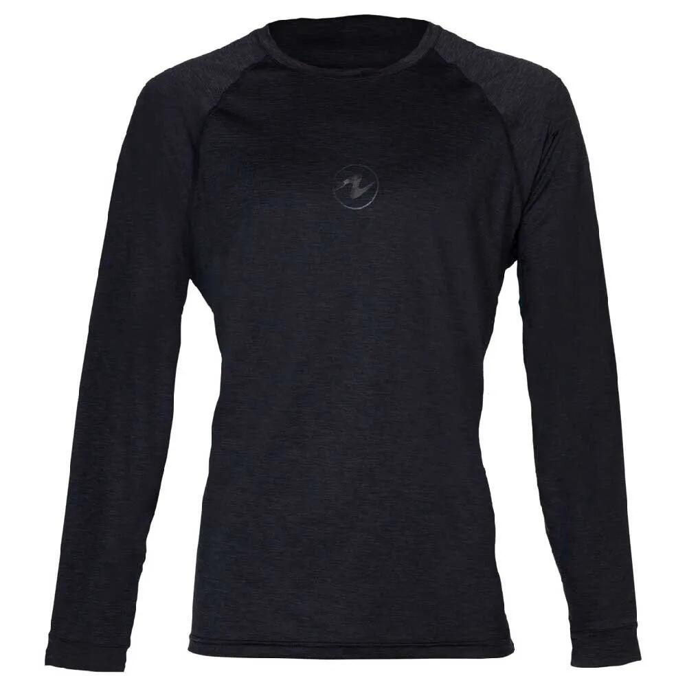 混雑時差し固める -  AQUALUNG Lf Long Sleeve Rash Guard （ Black / Grey ）  [t]