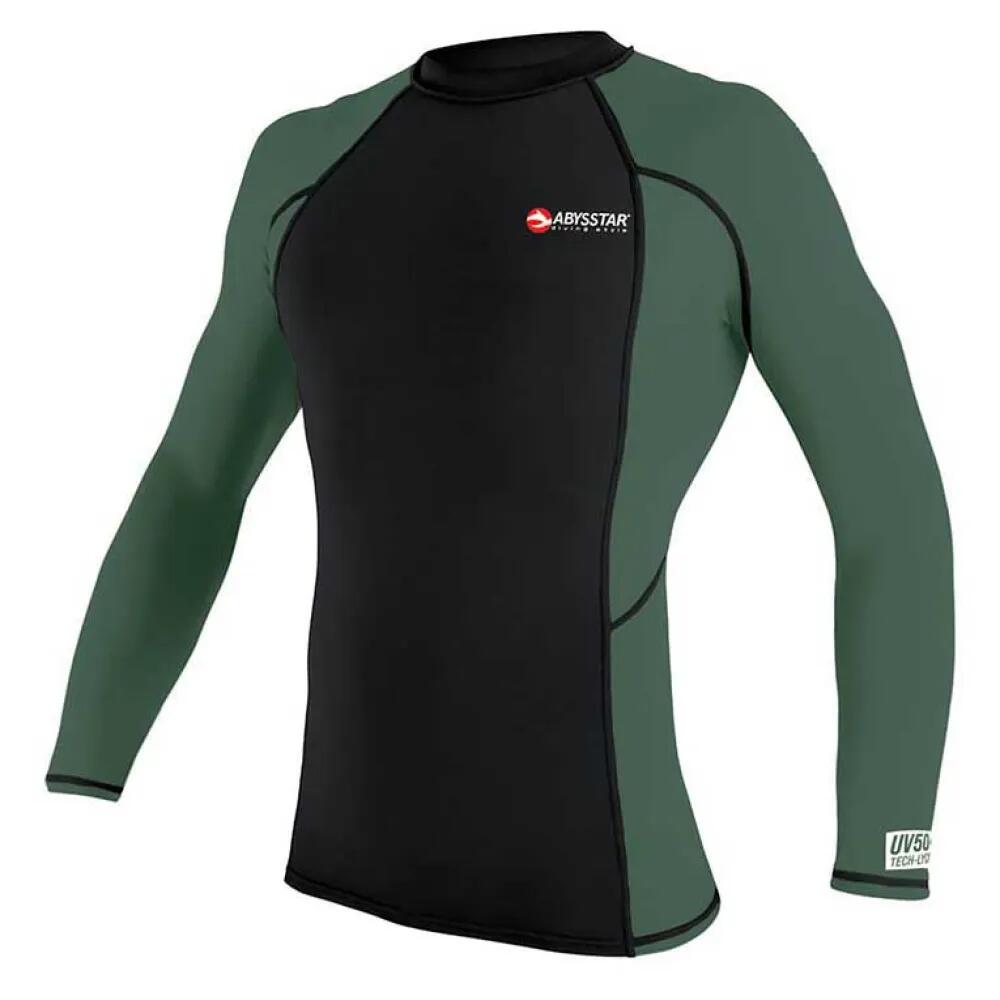 ラッシュガード - ABYSSTAR Malibu Long Sleeve Rash Guard （ Black / Green ） [t]