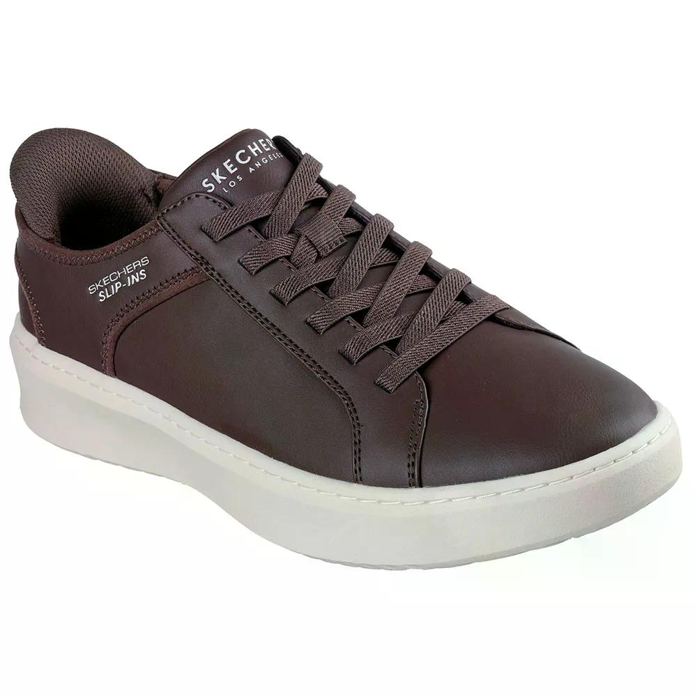 スケッチャーズ 厚地の外套 ひと休み スニーカー （ BrackenBrownDuraleather/Mesh ） | SKECHERS Court Break Sneakers  [t]