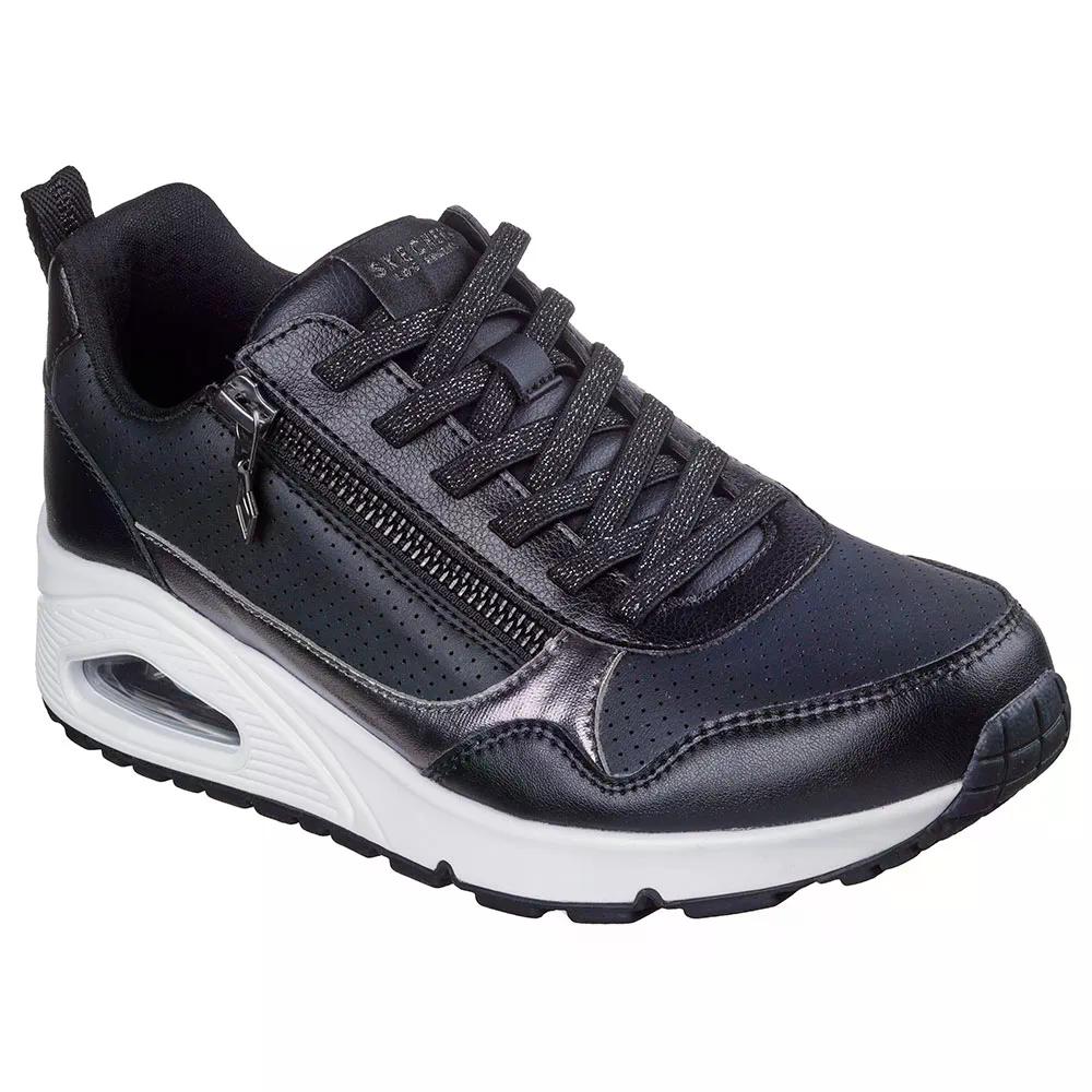 スケッチャーズ ウノ メタリック スライダーズ スニーカー レディース （ BlackDuraleather/Mesh ） | SKECHERS Uno Metallic Sliders Sneakers Woman  [t]