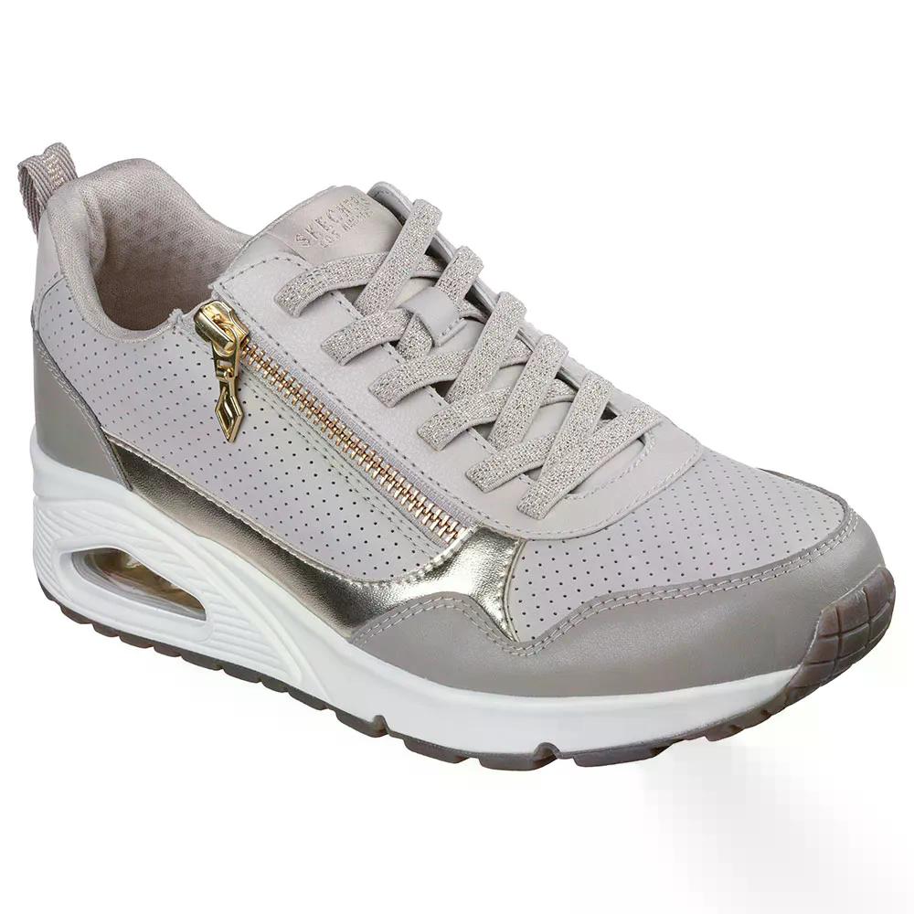 スケッチャーズ ウノ メタリック スライダーズ スニーカー レディース （ TaupeDuraleather/Mesh ） | SKECHERS Uno Metallic Sliders Sneakers Woman  [t]