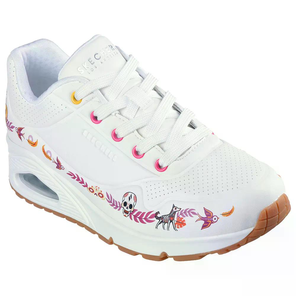 スケッチャーズ ウノ スニーカー レディース （ WhiteDuraleather/MutliColoredTrim ） | SKECHERS Uno Sneakers Woman  [t]