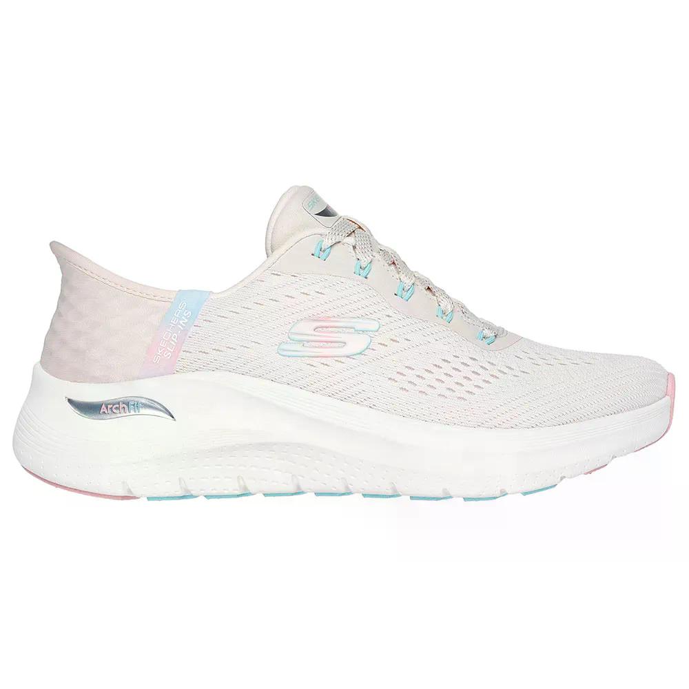 スケッチャーズ アーチ形 填まる 2.0 たわい無い 今めかしい スニーカー レディース （ NaturalMesh/PinkTrim ） | SKECHERS Arch Fit 2.0 Easy Chic Sneakers Woman  [t]