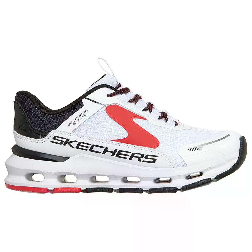 スケッチャーズ グライド ステップ プラス ビスタ レーン キッズ スニーカー （ WhiteSynthetic/Textile/Black&RedTrim ） | SKECHERS