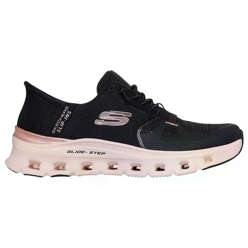 スケッチャーズ グライド 踏み段 労働者階級 ラディアント ストライド スニーカー レディース （ BlackMesh/RoseGoldTrim ） | SKECHERS