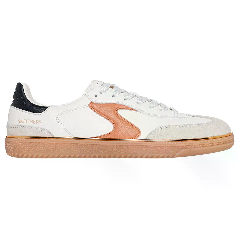 スケッチャーズ 熱っぽい打つこと リビング リュクス スニーカー レディース （ NaturalDuraleather/Suede/BrownTrim ） | SKECHERS Hotshot Living Luxe Sneakers Woman  [t]