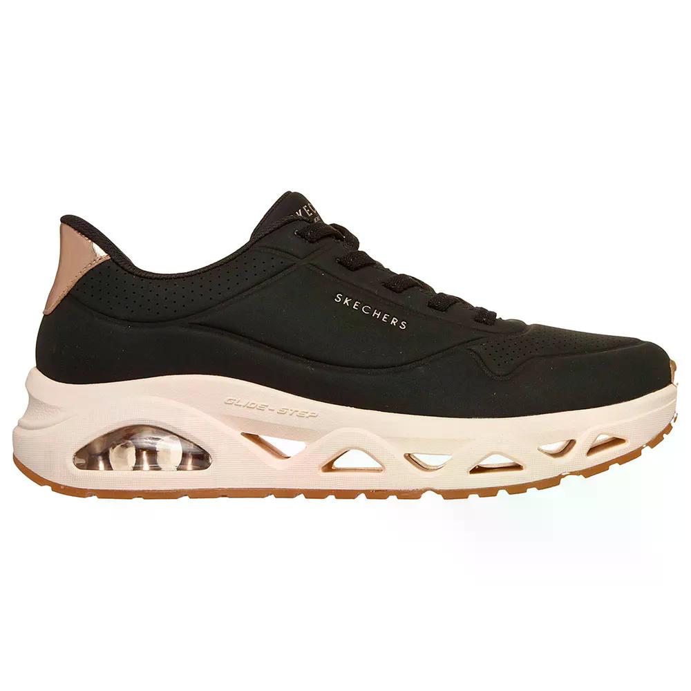 スケッチャーズ ウノ グライド 踏み段 グライド オン エア湖 スニーカー レディース （ BlackDurabuck/RoseGoldTrim ） | SKECHERS