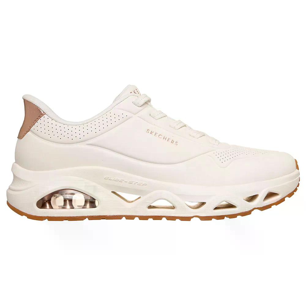 スケッチャーズ ウノ グライド 踏み段 グライド オン エア湖 スニーカー レディース （ WhiteDurabuck/RoseGoldTrim ） | SKECHERS