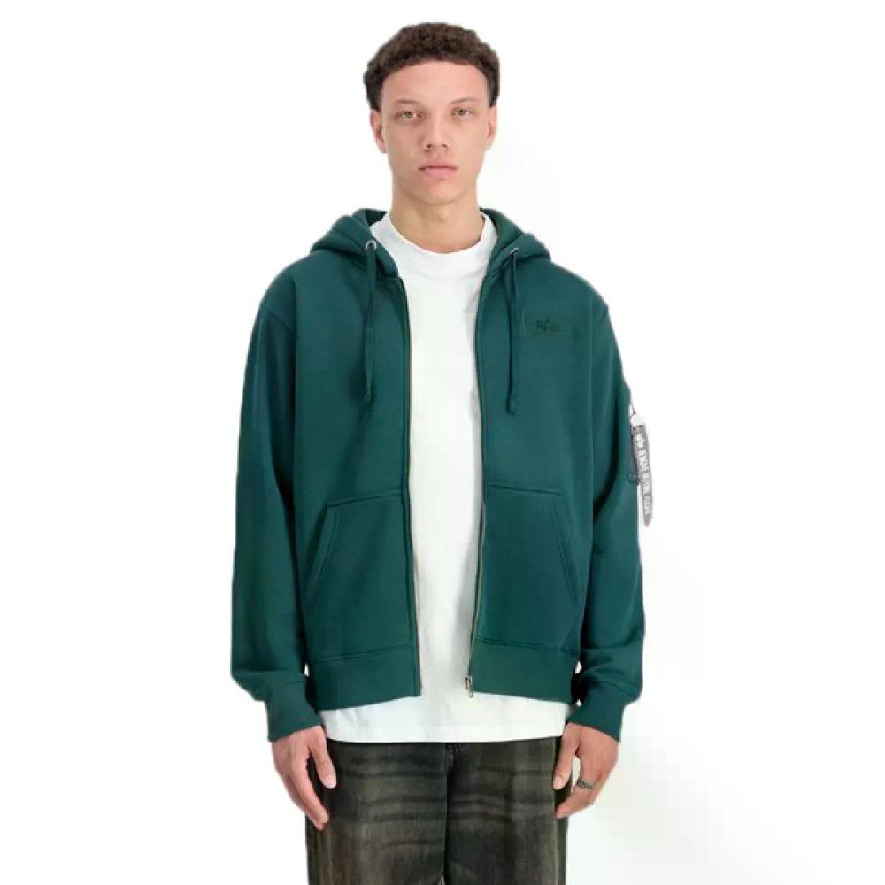 アルファ インダストリーズ バックプリント フルジップ スウェットシャツ （ ForceGreen ） | ALPHA INDUSTRIES Back Print full zip sweatshirt [t]