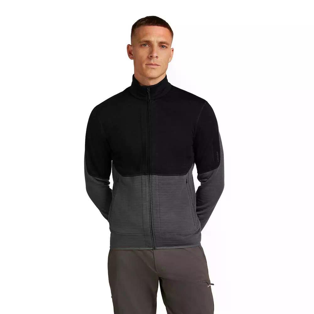 ICEBREAKER Merino 400 RealFleeceDescender フルジップスウェットシャツ （ Black/Obsidian/Cb ） [t]