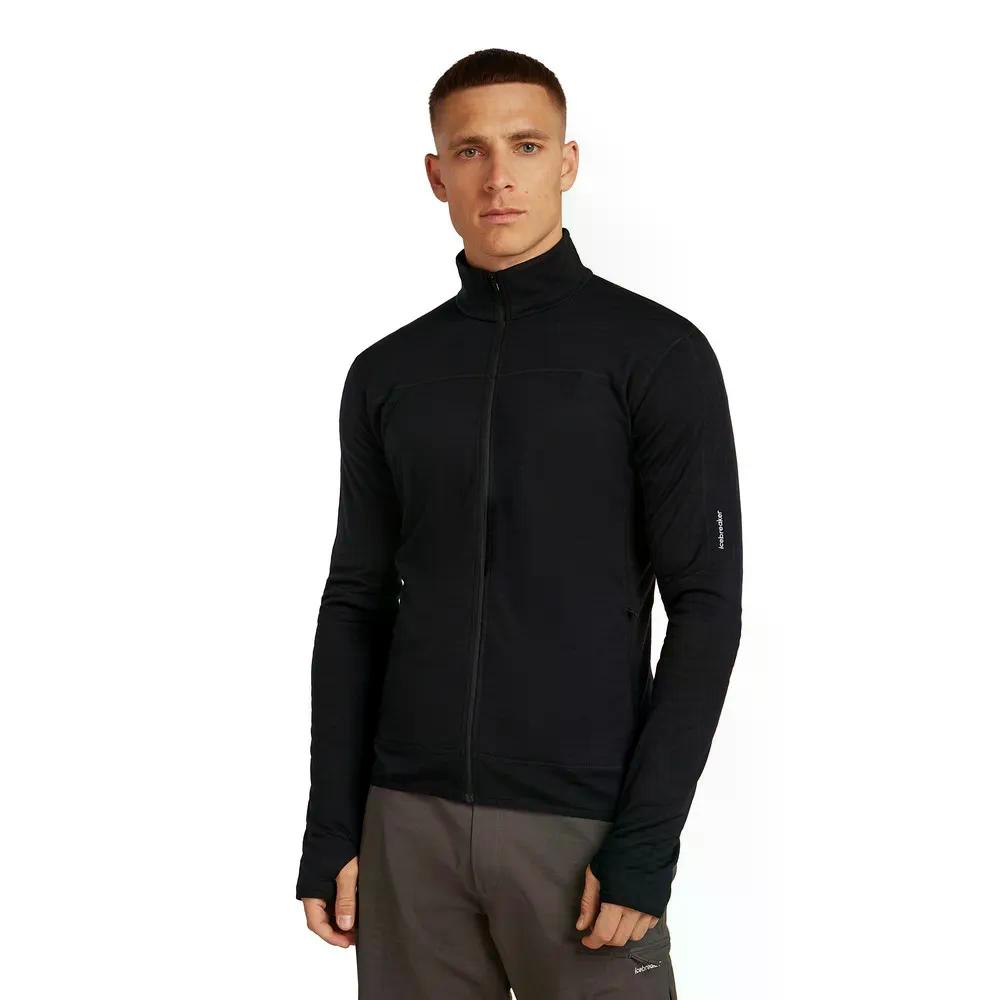 ICEBREAKER Merino Blend 300 RealFleeceDescender フルジップスウェットシャツ （ Black ） [t]