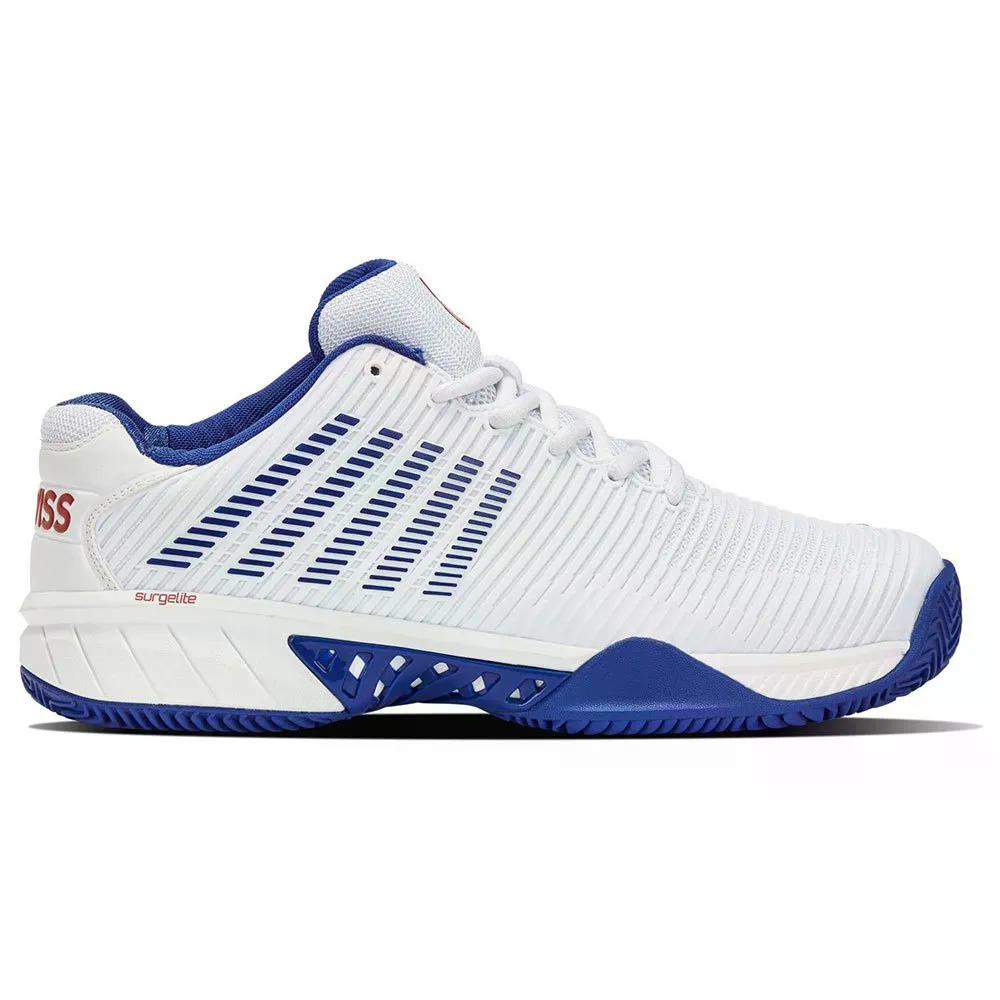 入れものイス ハイパーコート 急行列車 2 HB 粘土厚地の外套 シューズ （ White/ClassicBlue/MarsRed ） | K-SWISS Hypercourt Express 2 HB Clay Court Shoes  [t]