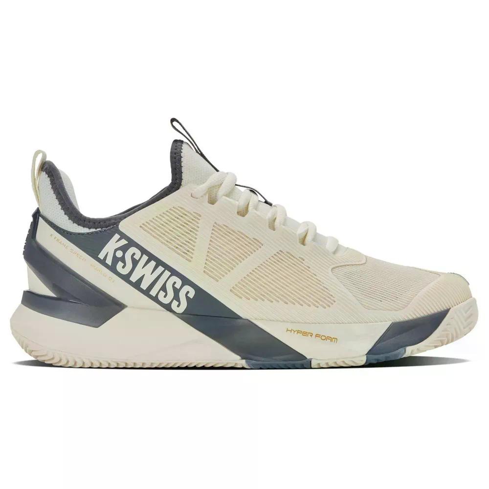 容れものイス K-ひな形 素早さ ルブロ 粘土厚地の外套 シューズ （ Egret/TrueBlanc ） | K-SWISS K-Frame Speed Rublo Clay Court Shoes  [t]