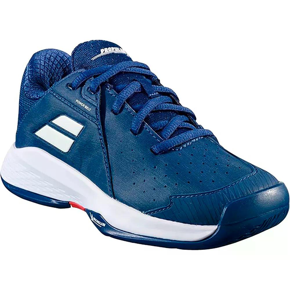 バボラ お坊っちゃん プロップ 3 オール厚地の外套 庭球 シューズ （ EstateBlue/White ） | BABOLAT Junior Prop 3 All Court Tennis Shoes  [t]