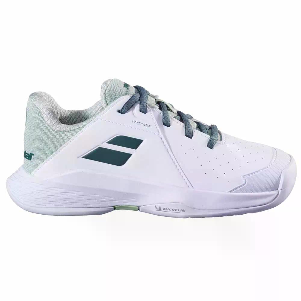 バボラ お坊っちゃん プロップ 3 ウィンブルドン オール厚地の外套 庭球 シューズ （ White/DarkGreen ） | BABOLAT Junior Prop 3 Wimbledon All Court Tennis Shoes  [t]