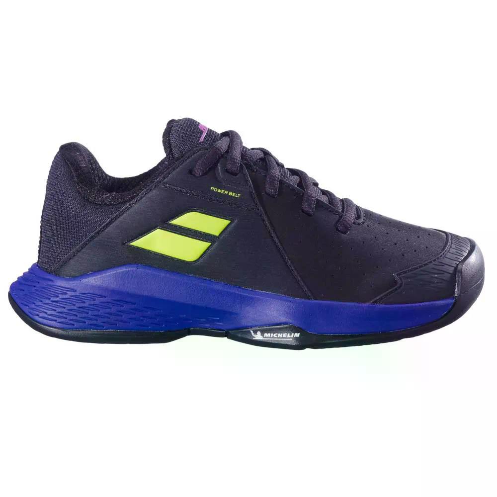 バボラ プロップ JR 3 オール厚地の外套 庭球 シューズ （ Black/DarkBlue ） | BABOLAT Prop JR 3 All Court Tennis Shoes  [t]