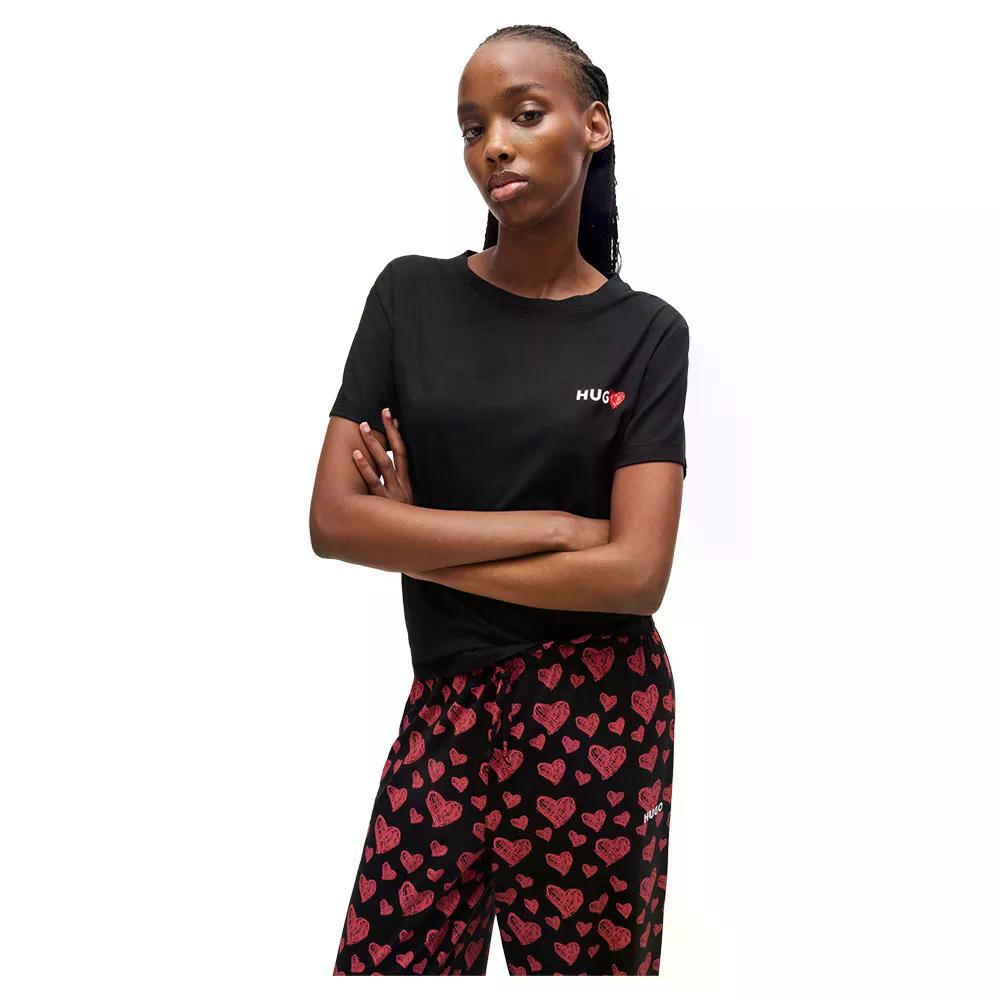 ヒューゴ ニッカ 10257077 遊撃手捩り パジャマ 成人女性 プルオーバー （ Black ） | HUGO Nikka 10257077 short sleeve pyjama woman T-shir  [t]