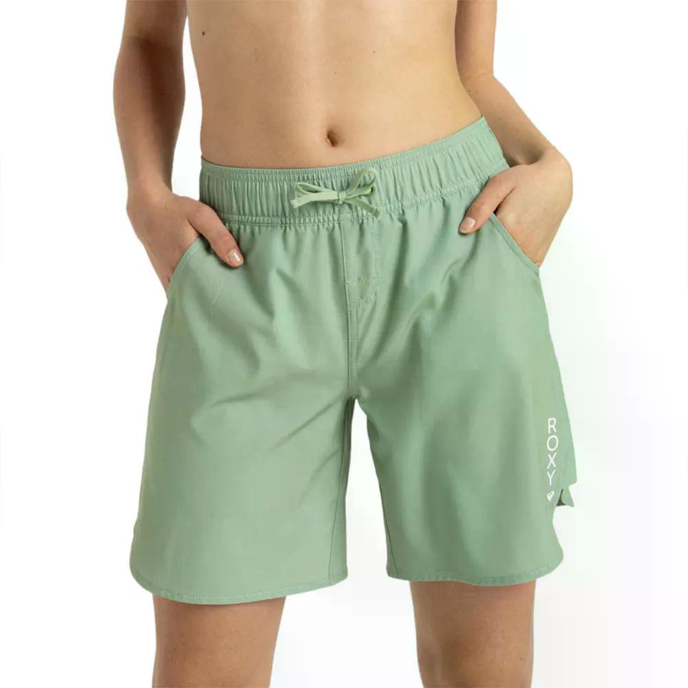 ロキシー 縮くれる 9in BS ゲーム盤さる股引き レディース （ Basil ） | ROXY Wave 7-Inch Boardshorts Women  [t] 水着-メンズファッション