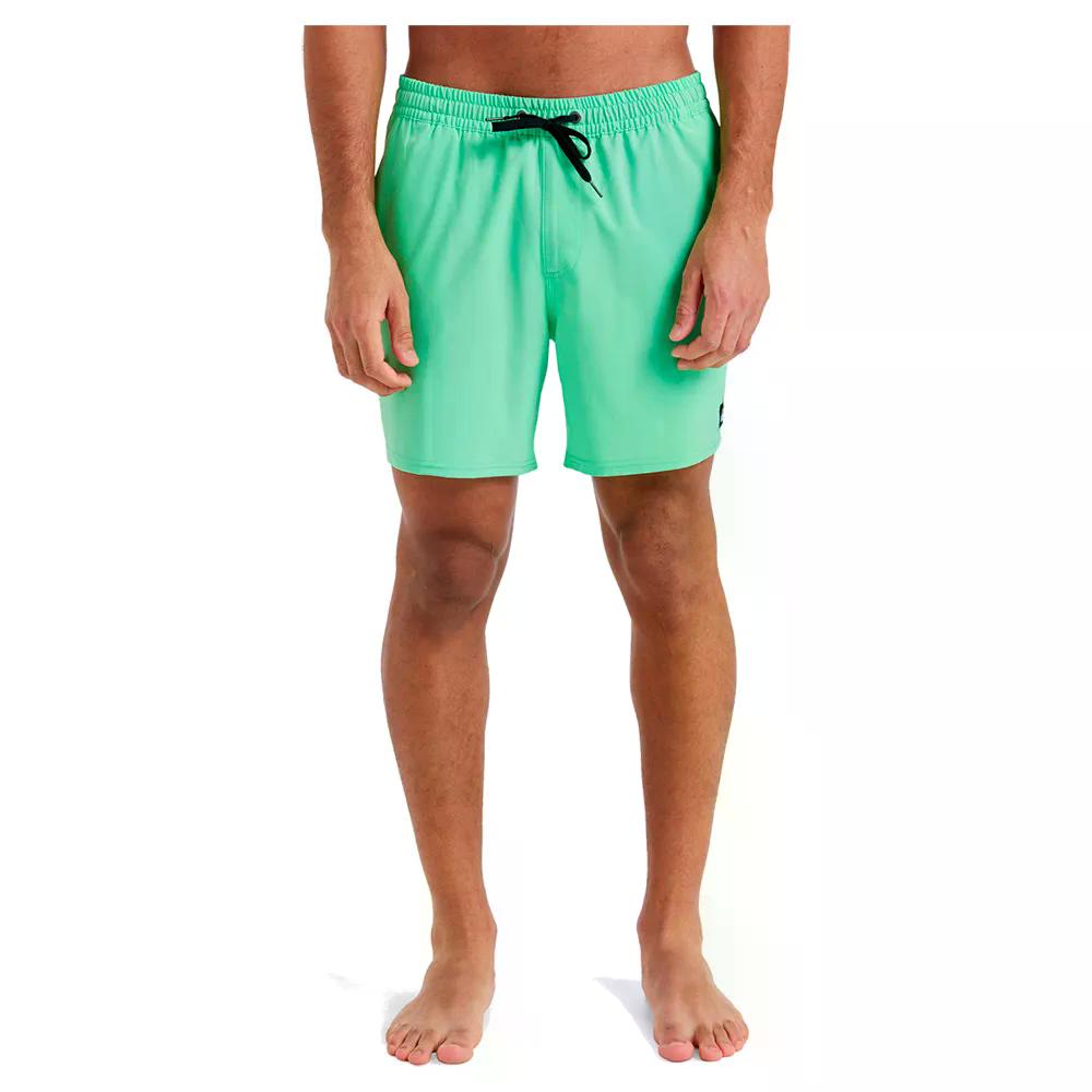 クイックしろがね色 サーフ地絹 益荒男 ヴォレー 16in スイムショーツ （ SummerGreen ） | QUIKSILVER Surfsilk Solid Volley 16\u0027\u0027 Swim Shorts  [t]