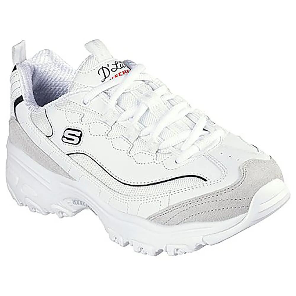 スケッチャーズ D&acute;ライツ シューズ レディース （ White Leather / Suede / Mesh / Black & Red Trim ） | SKECHERS D&acute;Lites shoes Women [t]｜クライムスワールド 店