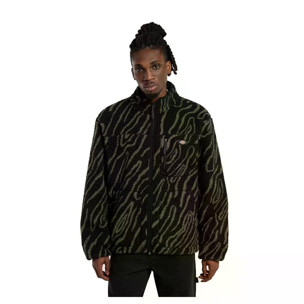 ディッキーズ マウント 頼み所 プッディングテッド フルジップ トレーナー レディース （ Black ） | DICKIES Mount Hope Printed full zip sweatshirt Woman  [t]