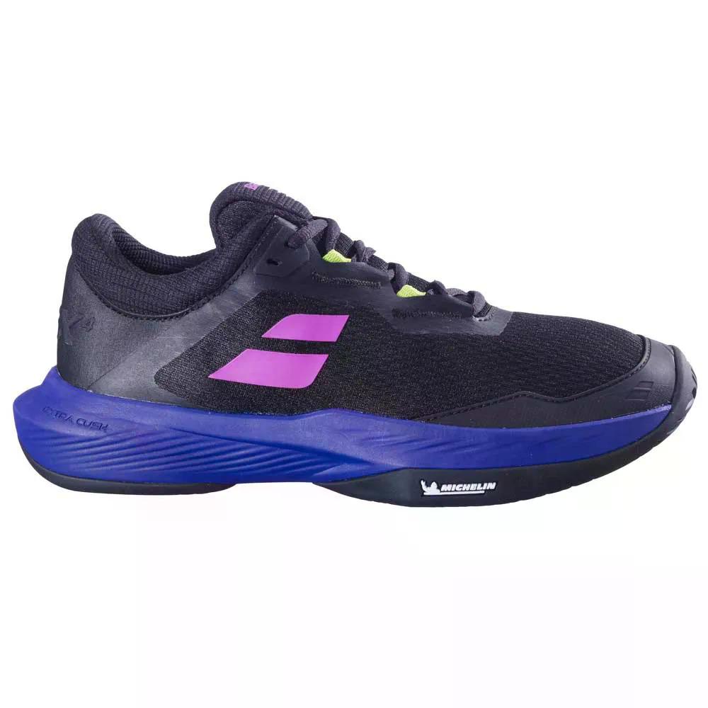 バボラ SFX 4 オール厚地の外套 庭球シューズ （ Black/DarkBlue ） | BABOLAT SFX 4 All Court Tennis Shoes  [t]