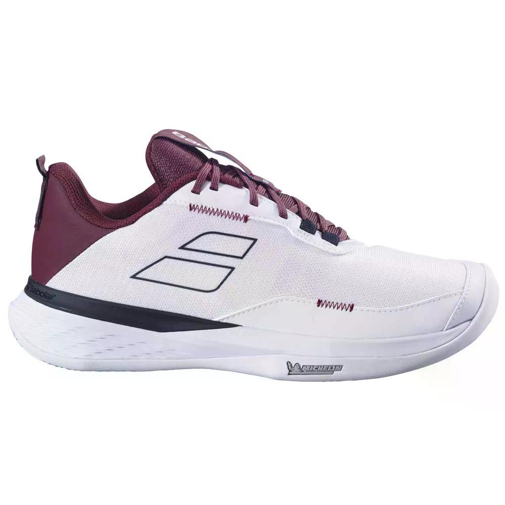 バボラ SFX エボ 粘土厚地の外套 庭球シューズ （ White/PortRoyale ） | BABOLAT SFX Evo Clay Court Tennis Shoes  [t]