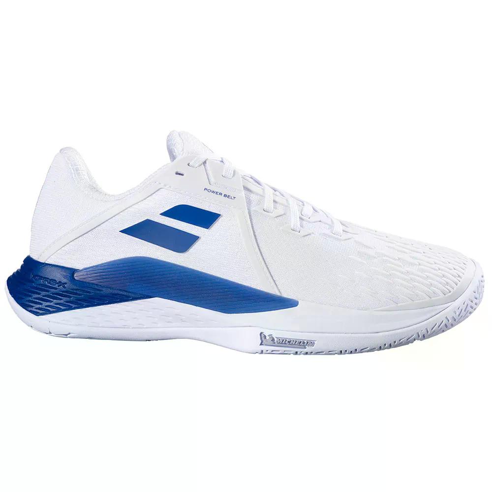 バボラ 労働者階級心臓の鼓動 フューリー 3 オール厚地の外套 庭球シューズ （ White/DarkBlue ） | BABOLAT Propulse Fury 3 All Court Tennis Shoes  [t]