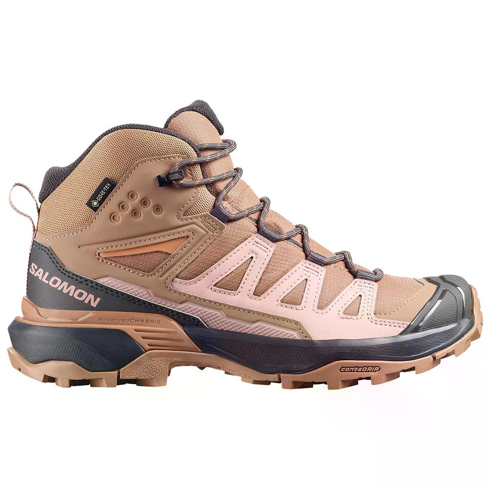 サロモン X ウルトラ 360 ミッド GTX ハイキングシューズ レディース （ Burro/ShadowGray/PecanBrown ） | SALOMON X Ultra 360 Mid GTX Hiking Shoes Women [t]