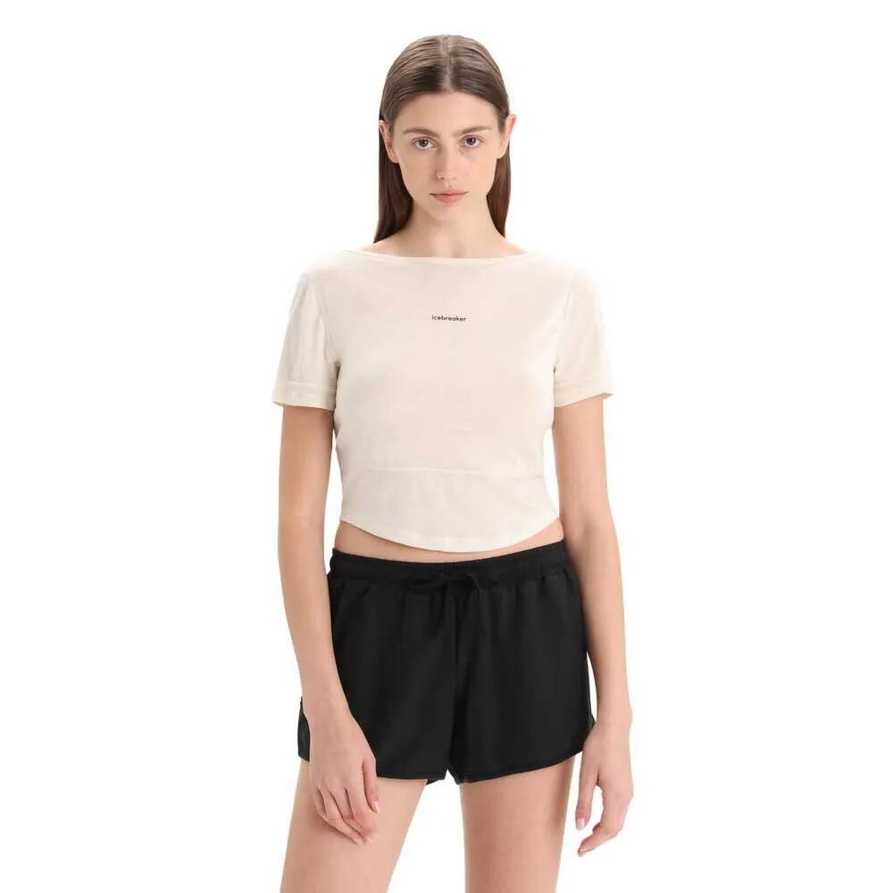アイスブレーカー ゾーンニット スクープ バック ショート スリーブ Tシャツ レディース （ Chalk ） | ICEBREAKER ZoneKnitScoop Back short sleeve T-shirt Women [t]｜クライムスワールド 店
