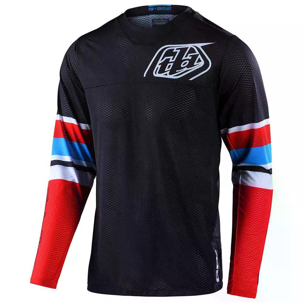 トロイリー デザインズ GP エア湖 ワープド ロング捩り MTB ティーシャツ （ Red/Black ） | TROY LEE DESIGNS GP Air Warped Long Sleeve MTB Jersey  [t] ウェア-スポーツ・アウトドア-自転車・サイクリング