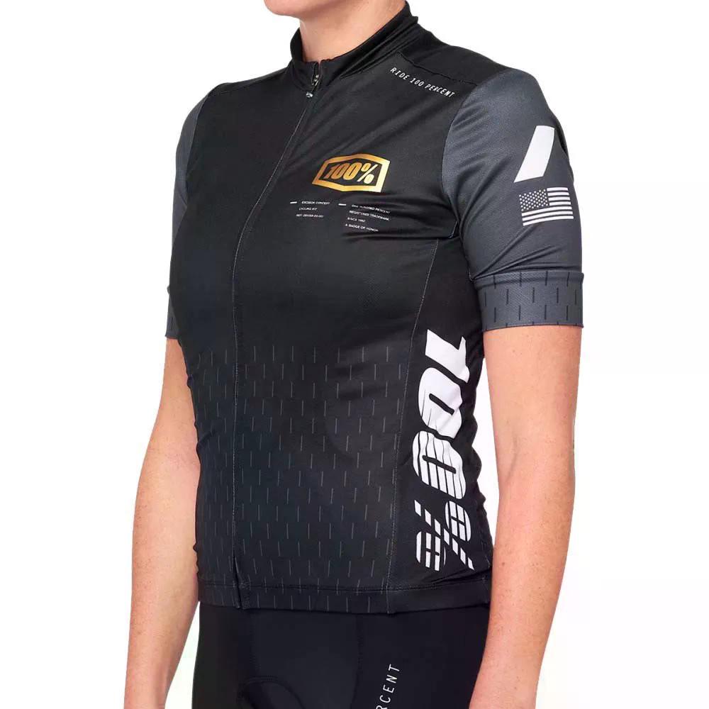 100100分率 エクシーダ 遊撃手捩り プルオーバー 成人女性 （ Black/Charcoal ） | 100percent Exceeda Short Sleeve Jersey woman  [t]