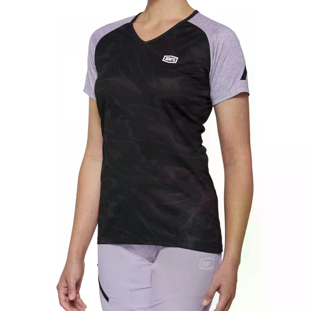 100100分率 エアマティック 遊撃手捩り エンデューロ プルオーバー 成人女性 （ Black/Lavender ） | 100percent Airmatic Short Sleeve Enduro Jersey woman  [t]