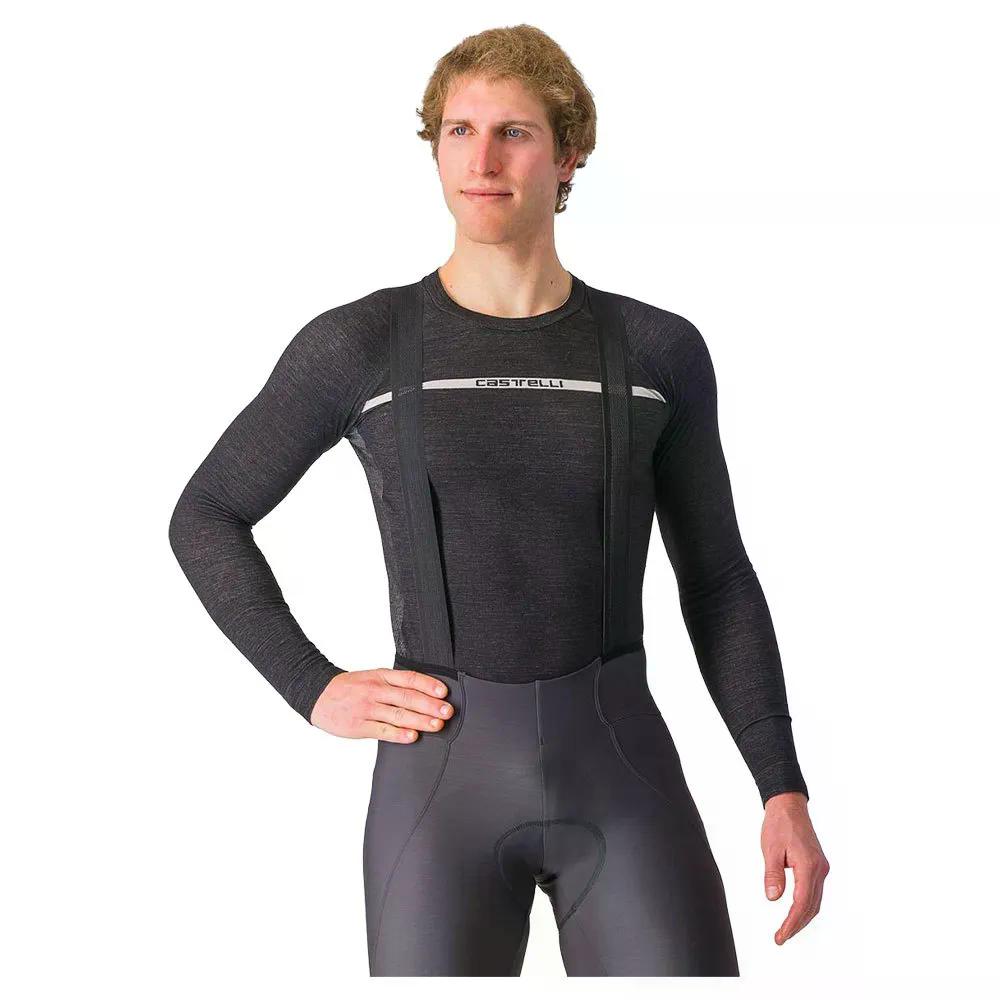 カステリ メリノ ロング捩り ベースレイヤー （ Black ） | CASTELLI Merino long sleeve base layer  [t]