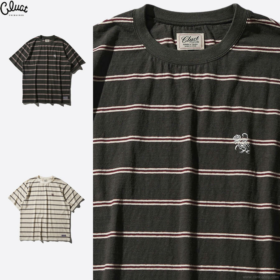CLUCT クラクト 半袖ティーシャツ メンズ オール季節 綿100% 暗灰色 M-XL CLUCT HONBY [BORDER S/S TOP] 05178 間借り人